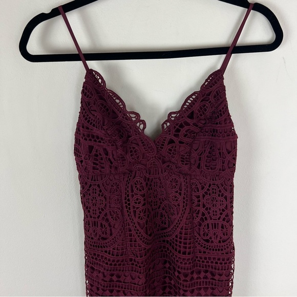 Bardot Versailles Lace Overlay Midi Dress Burgundy Red Size 4 / XS - Picture 5 of 9